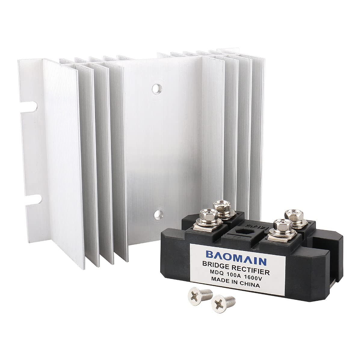 Baomain Bridge Rectifier MDQ-100A 100A 1600V Diode Module with Heat Sinks...