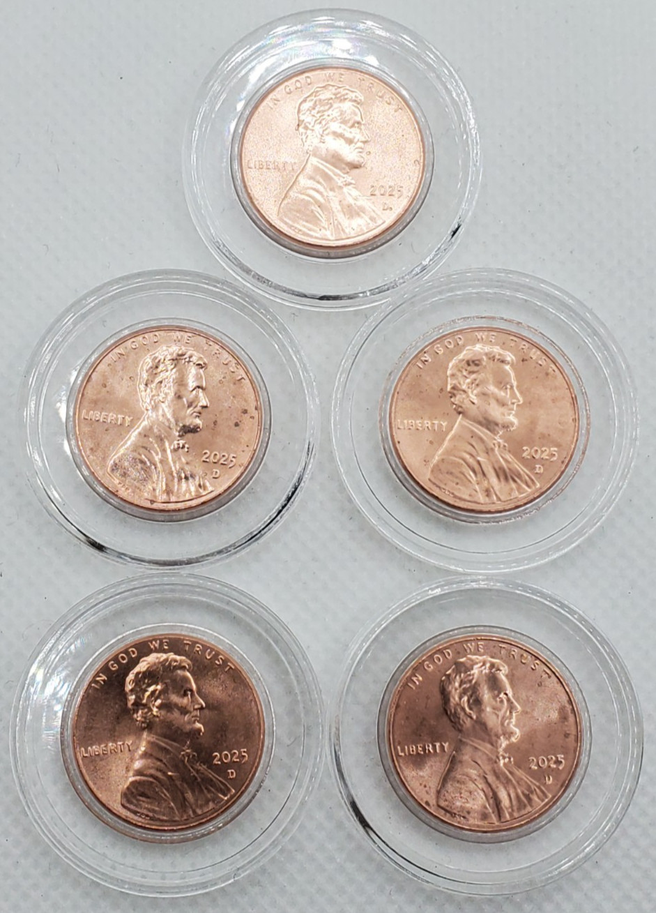 2025 - P and D Penny in Air-Tite case - 10 total pennies; 5 x Philly, 5 x Denver