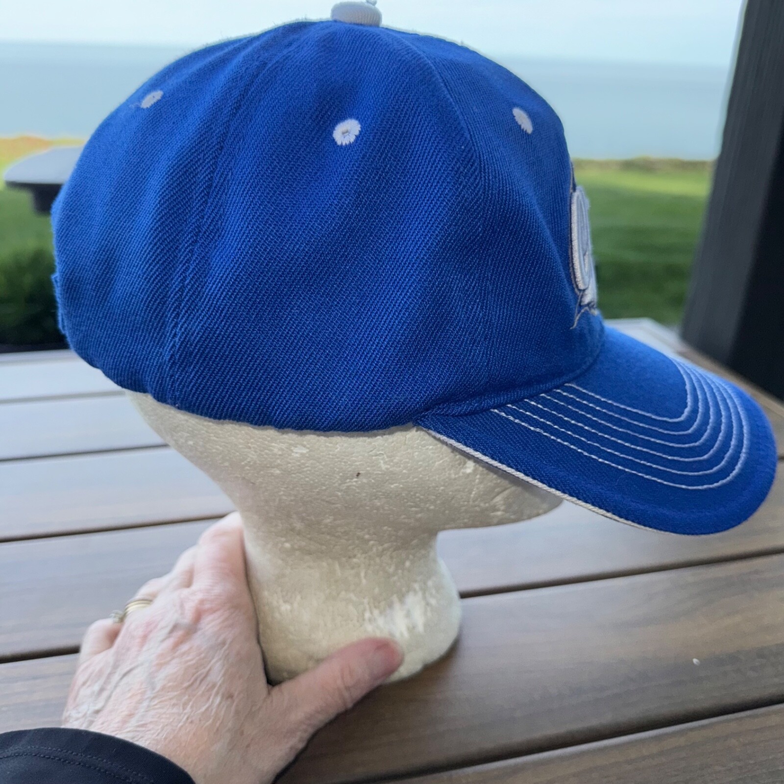 Chicago Hat Cap by City Hunter Royal Blue w White Embroidery Hook Loop EUC