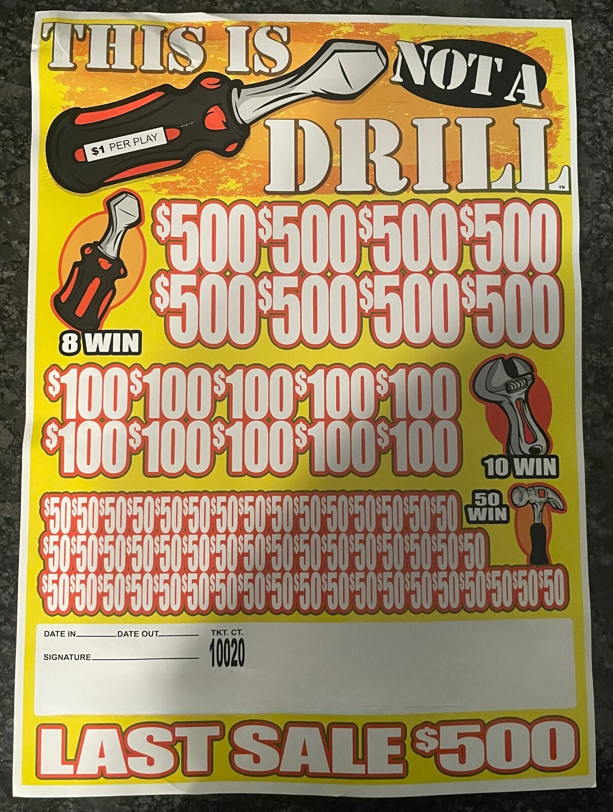 Pull Ticket - Tab - Jar - This is not a drill