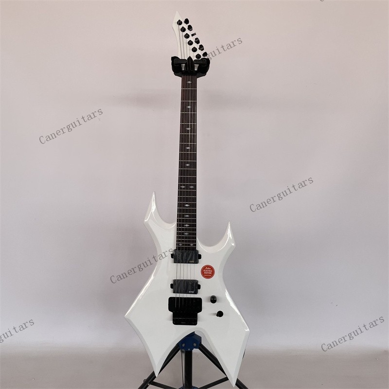 Solid Electric Guitar Stainless Rounded Fret Edge Diamond Inlay 24Frets White