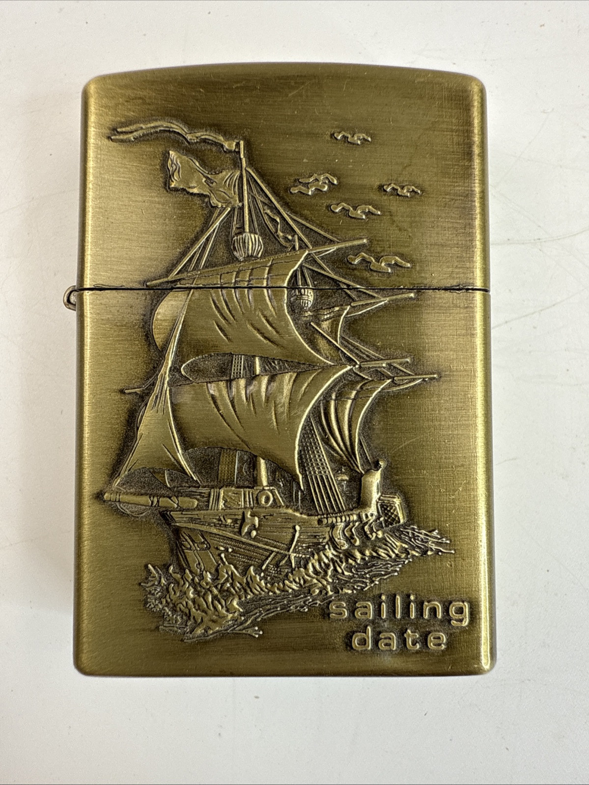 NGLING “Sailing Date” Brass Petrol Lighter Standard 2 1/8”