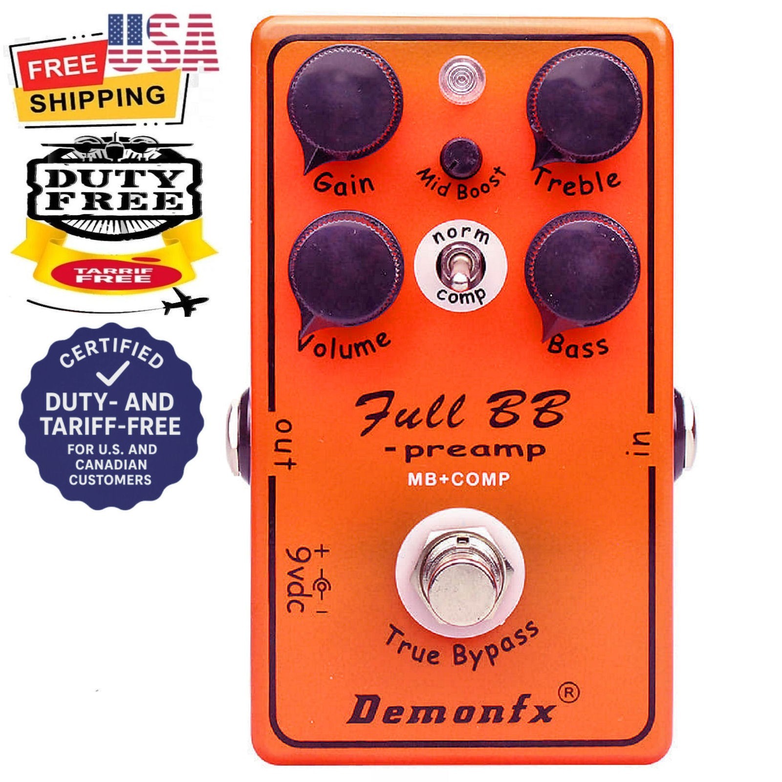 Demonfx FULL BB Preamp and Compressor Double Trouble Guitar Effect Pedal