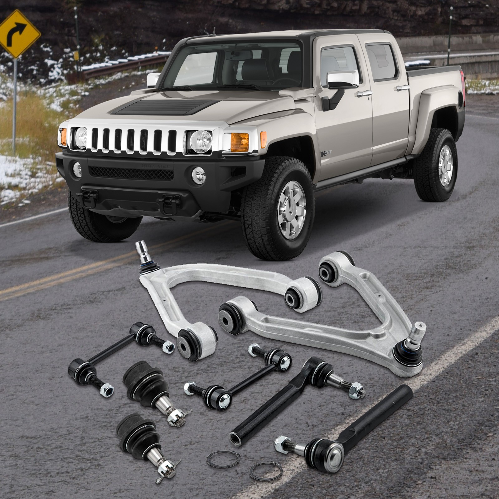 Suspension Kit Front Upper Control Arms Ball Joints for Hummer H3 H3T 2006-2010