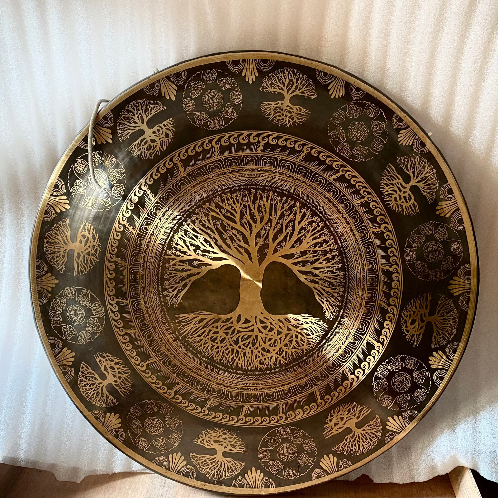 70 cm Large Tree of life adorned Gong-Sound Bath-Healing-Deep Resonating sound