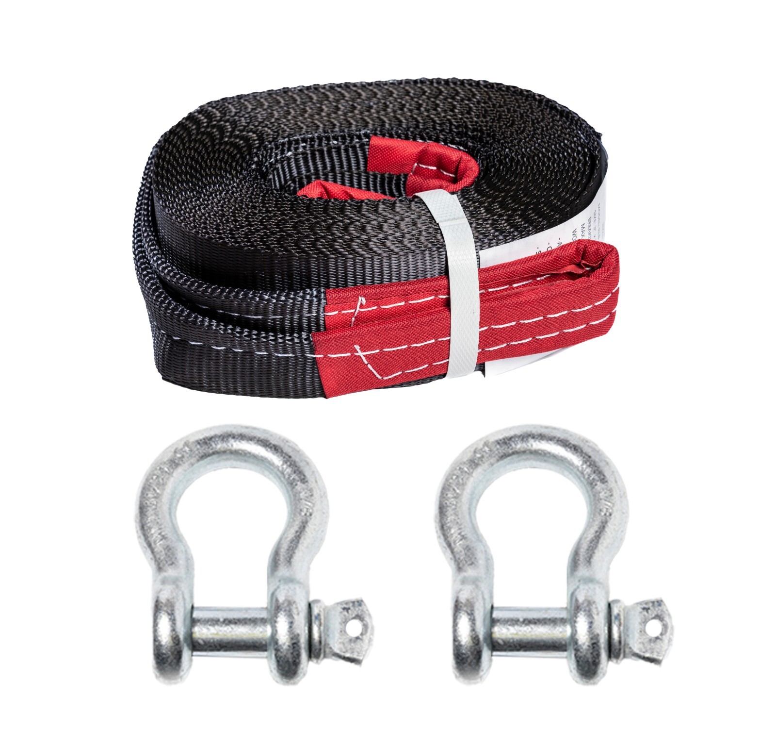 3" 6.5 TON Tow Strap 30ft+Bow Shackles winch sling off-road ATV UTV 4WD recover