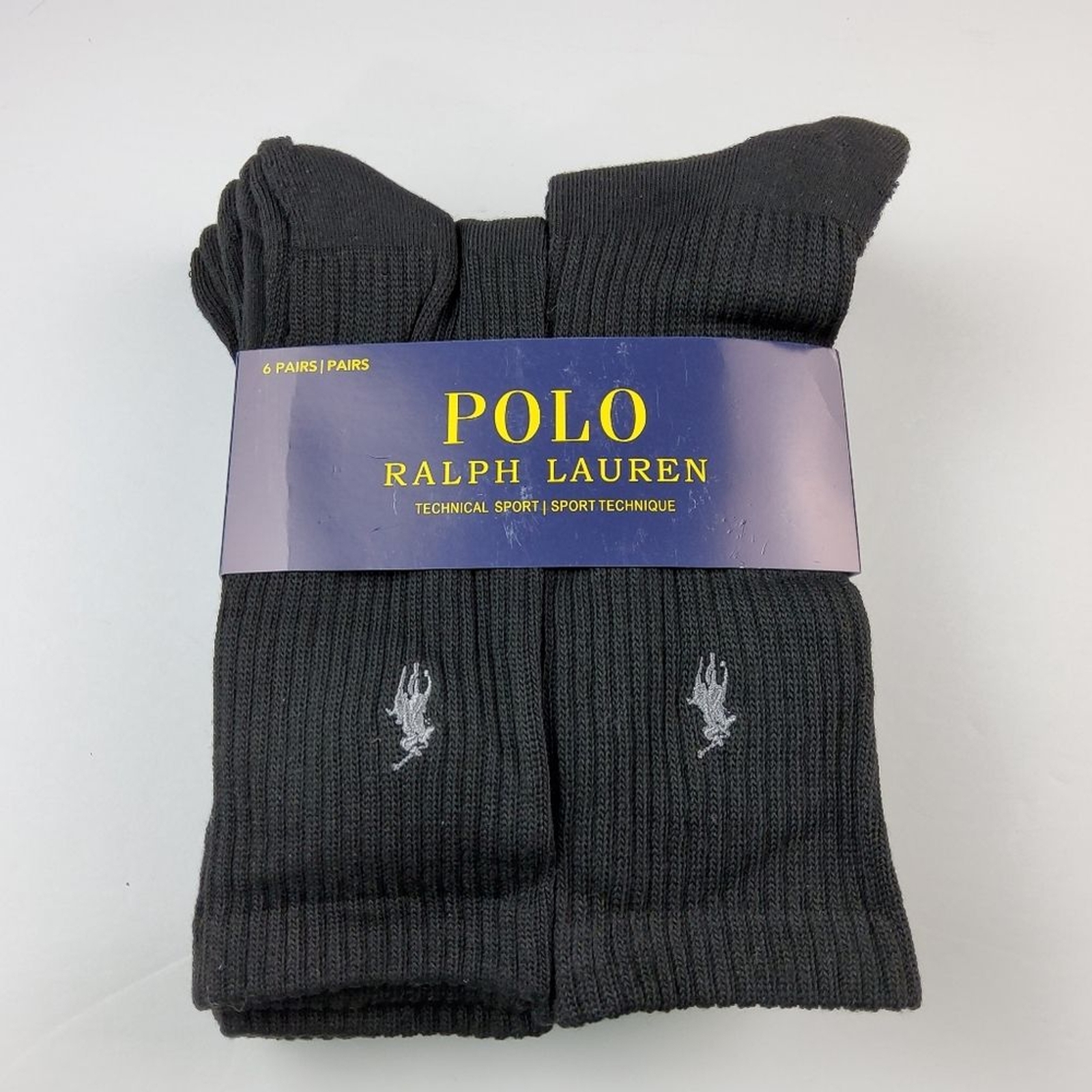 Polo Ralph Lauren Men's 6pk Crew Socks Black Size 10-13