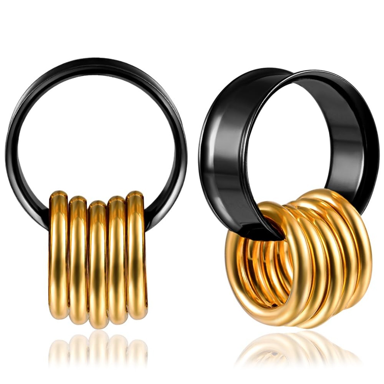 2PCS Ear Tunnels Plugs Gauges with 10PCS Nose Rings 316 Stainless Steel Hypoa...