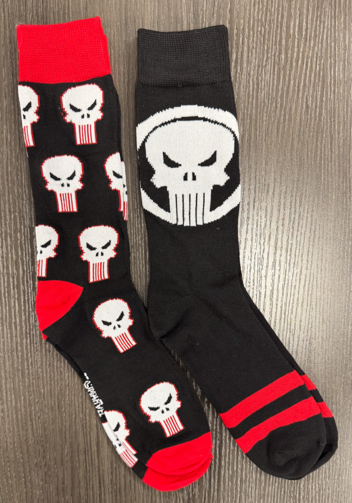 Brand New - One Size Fits Most - Marvel - Punisher - 2 Pair Casual Crew Socks