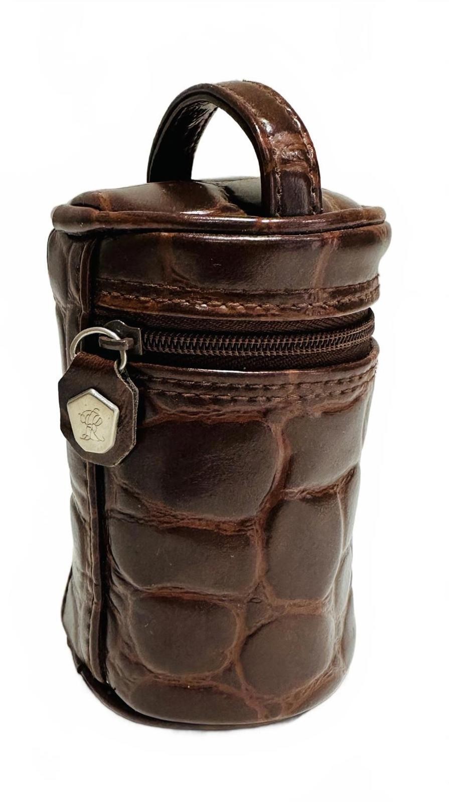 VTG 90's Ralph Lauren Brown Croc-Embossed Faux Leather Luggage Accessory Bag