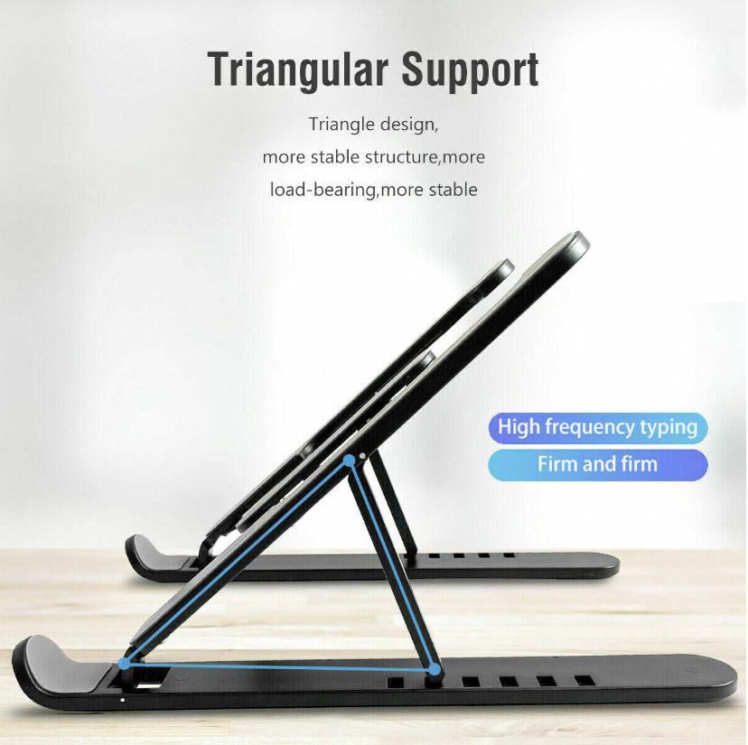 Black Portable Adjustable Plastic Laptop Stand Notebook Holder Foldable Riser