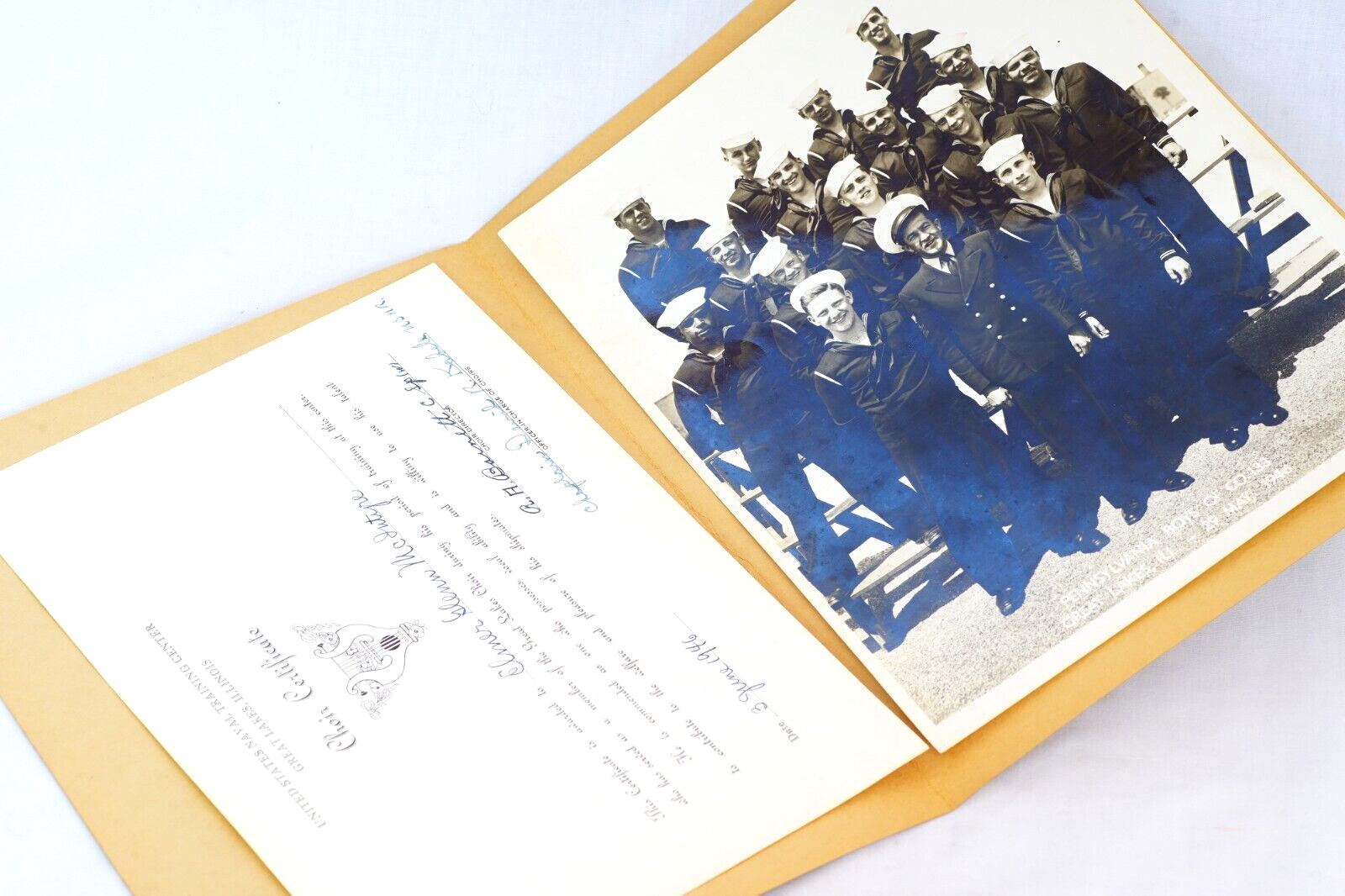 US Navy Choir Certificate Pennsylvania Boys Of Co. 133 8x10 Photo Glen McIntyre