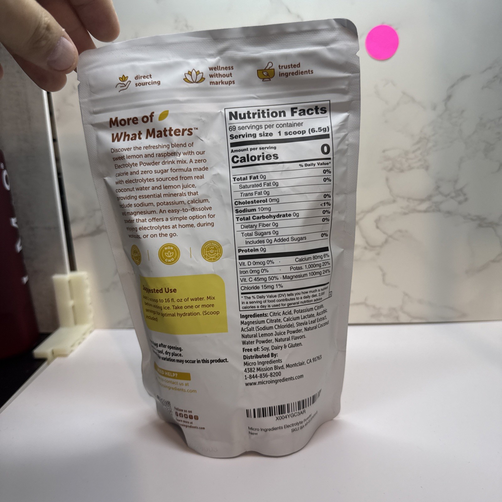 Micro Ingredients Hydration Electrolytes Powder, 1Lb