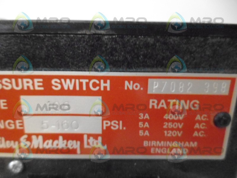 BAILEY & MACKEY 108 PRESSURE SWITCH 5-160 PSI NSNP