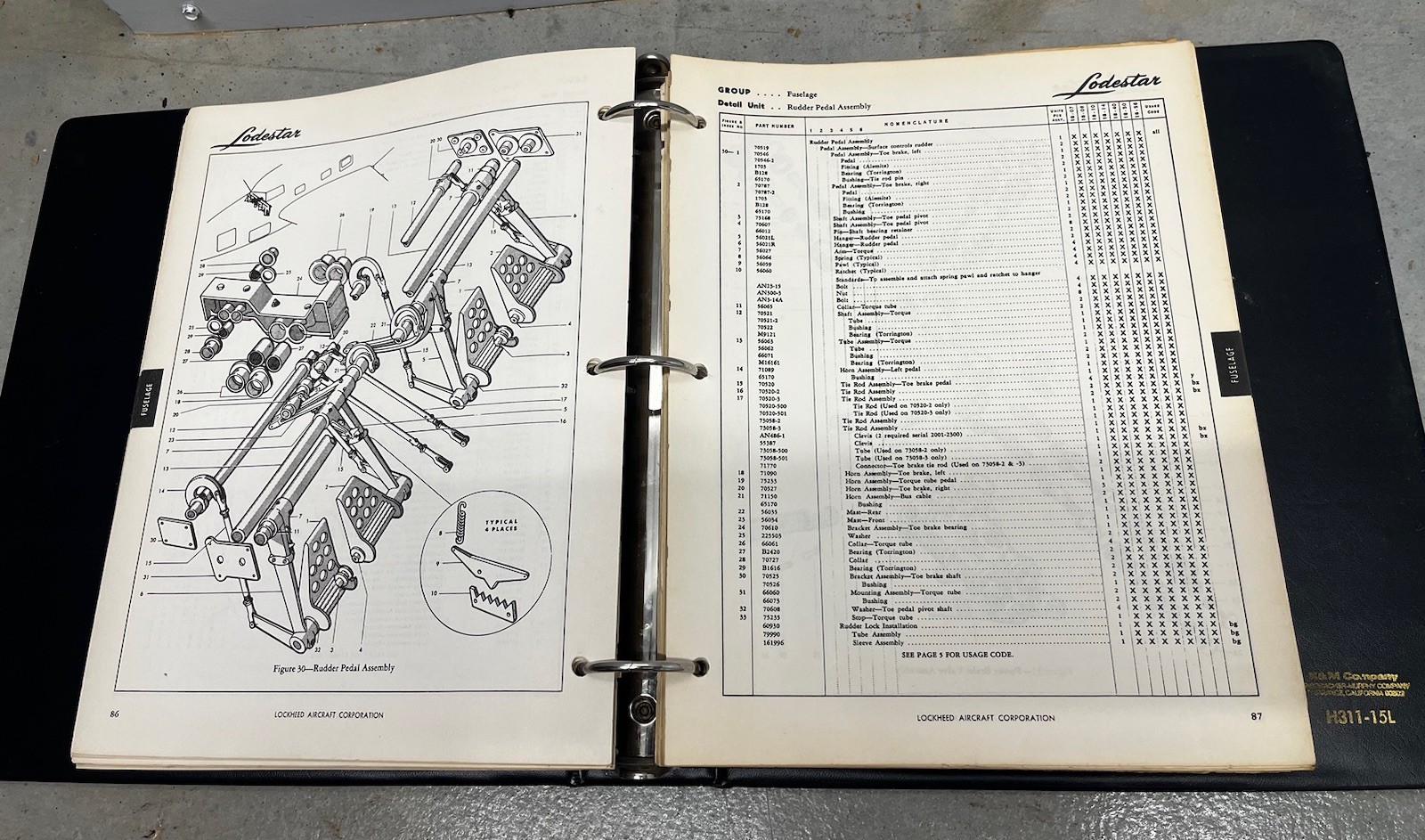 Lockheed Lodestar Model 18 Maintenance Parts Catalog-Original