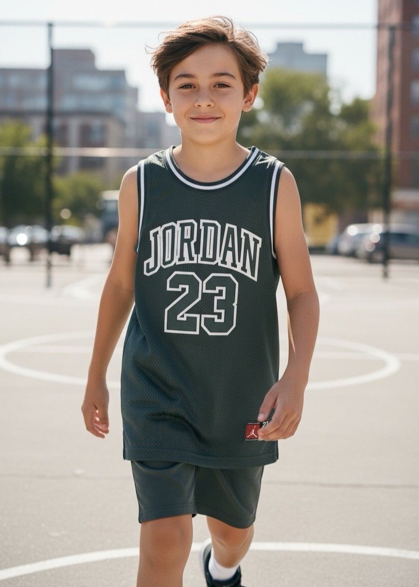 Jordan #23 Oxidized Green Mesh Jersey Youth Size M New Fast Shipping