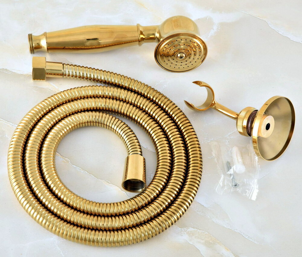 Golden Brass Fitting Hand Held Shower Head / Shower Hose / Shower Bracket 2hh044