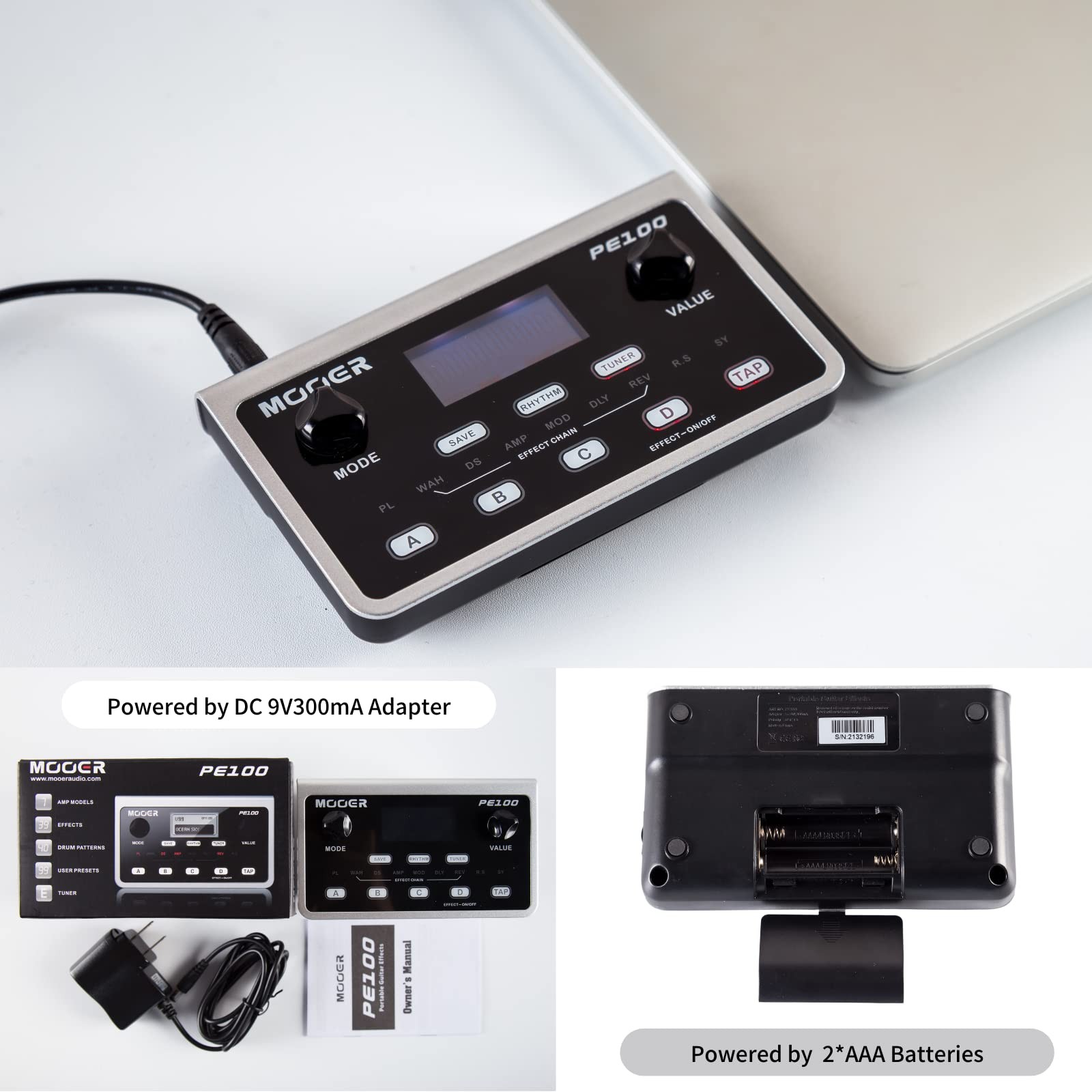 PE100 Portable Depstop Guitar Multi Effects Headphone Amp Pedal Practice Tool...
