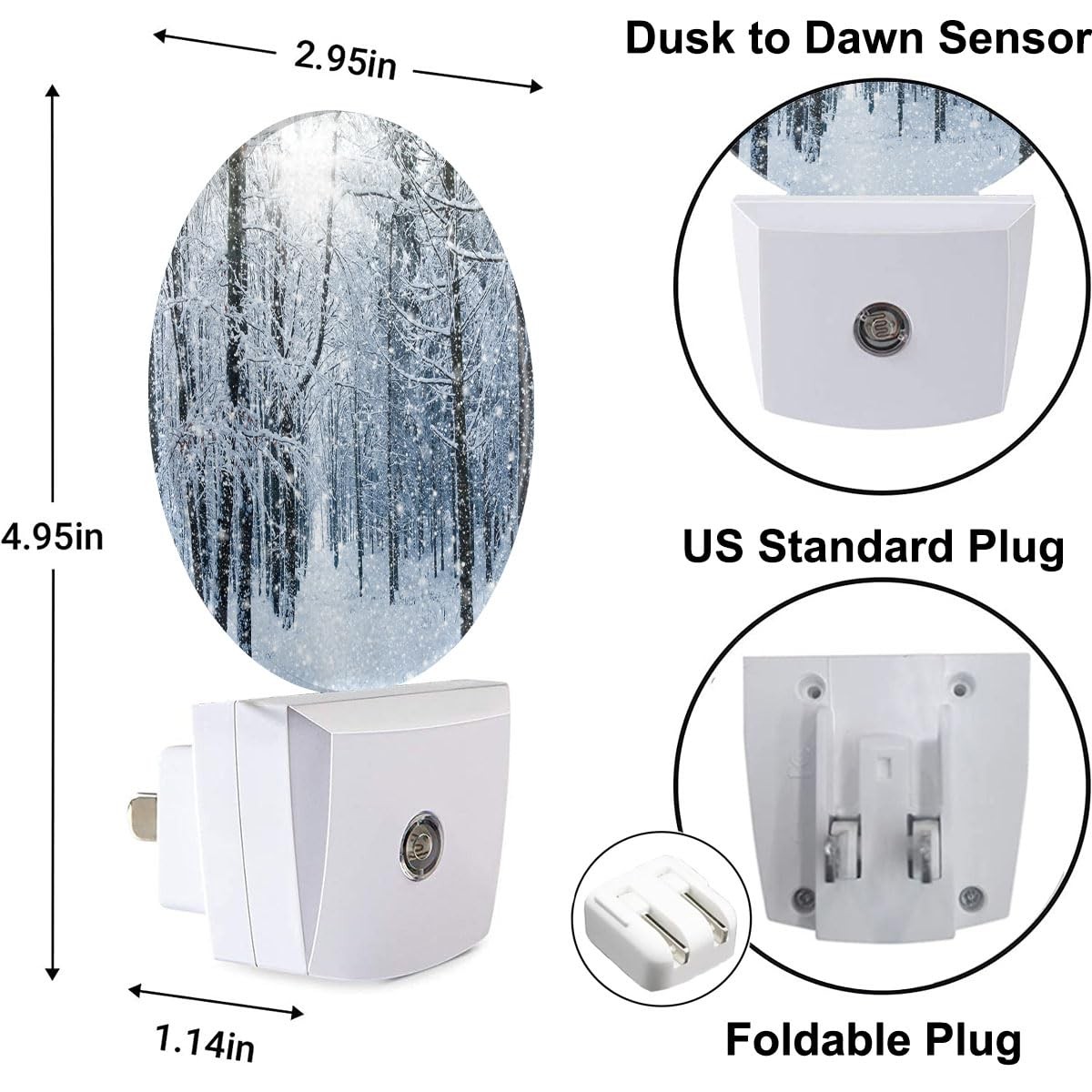 Winter Magic Snowy Landscape Night Lights Plug into Wall Snow Falling Forest ...