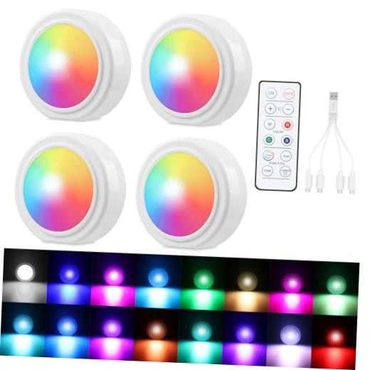 Wireless Interior Car Lights with Remote Control, 4Pcs Ambient Lighting Kit |