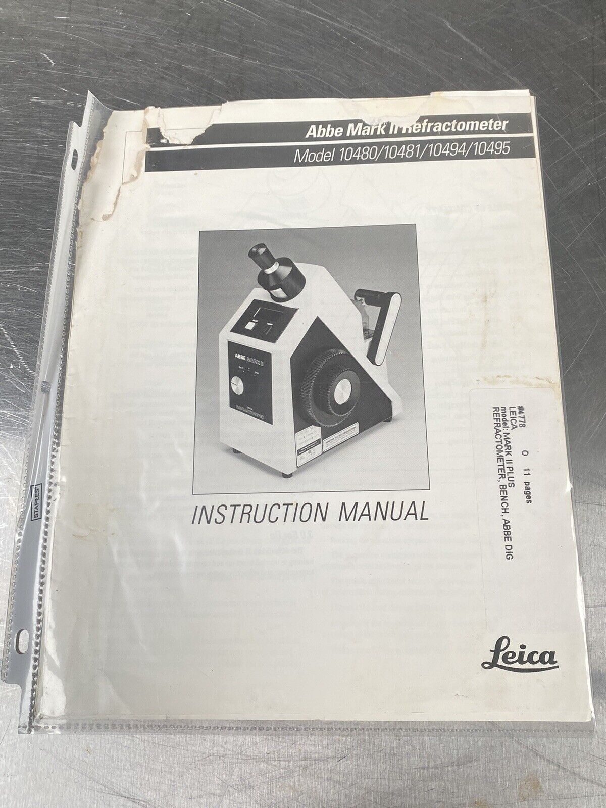 Leica Abbe Mark Refractometer - Users Manual/Instructions Book