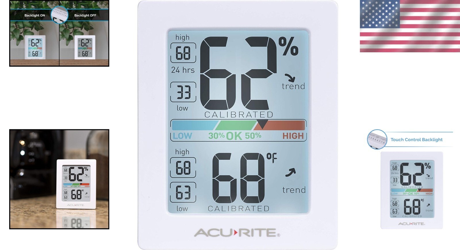 Professional Hygrometer & Thermometer with Record Keeping and Backlight Feature