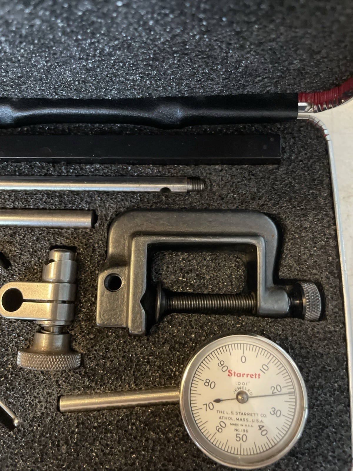 Starrett No. 196 Dial Indicator Set with Attachments in Case