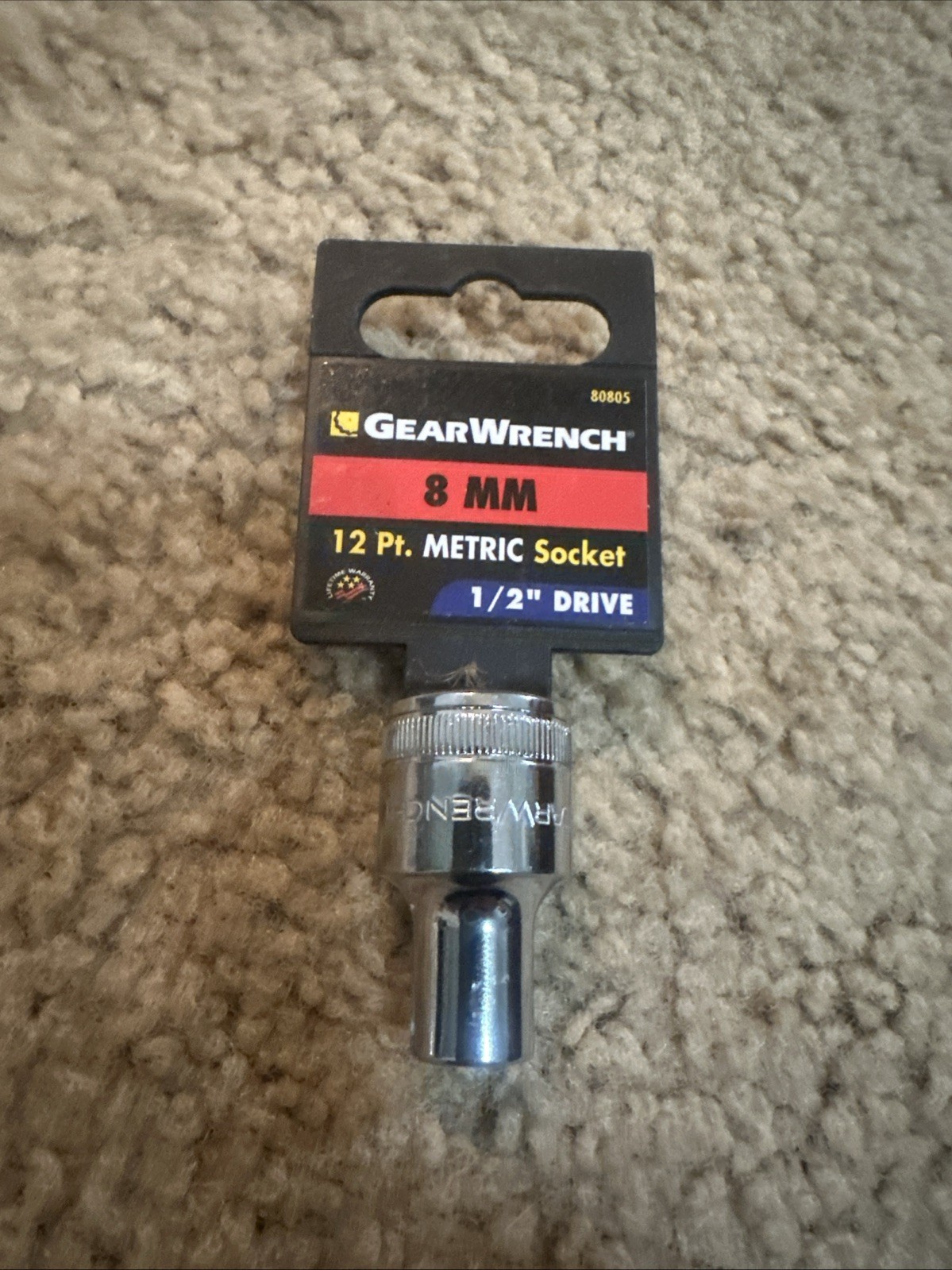 GearWrench 8 MM Metric 12 Point Socket 1/2" Drive 80805