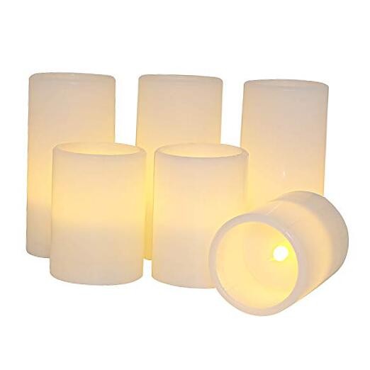 Flameless Flickering Candles Battery Operated Real Wax White 6 Pack White