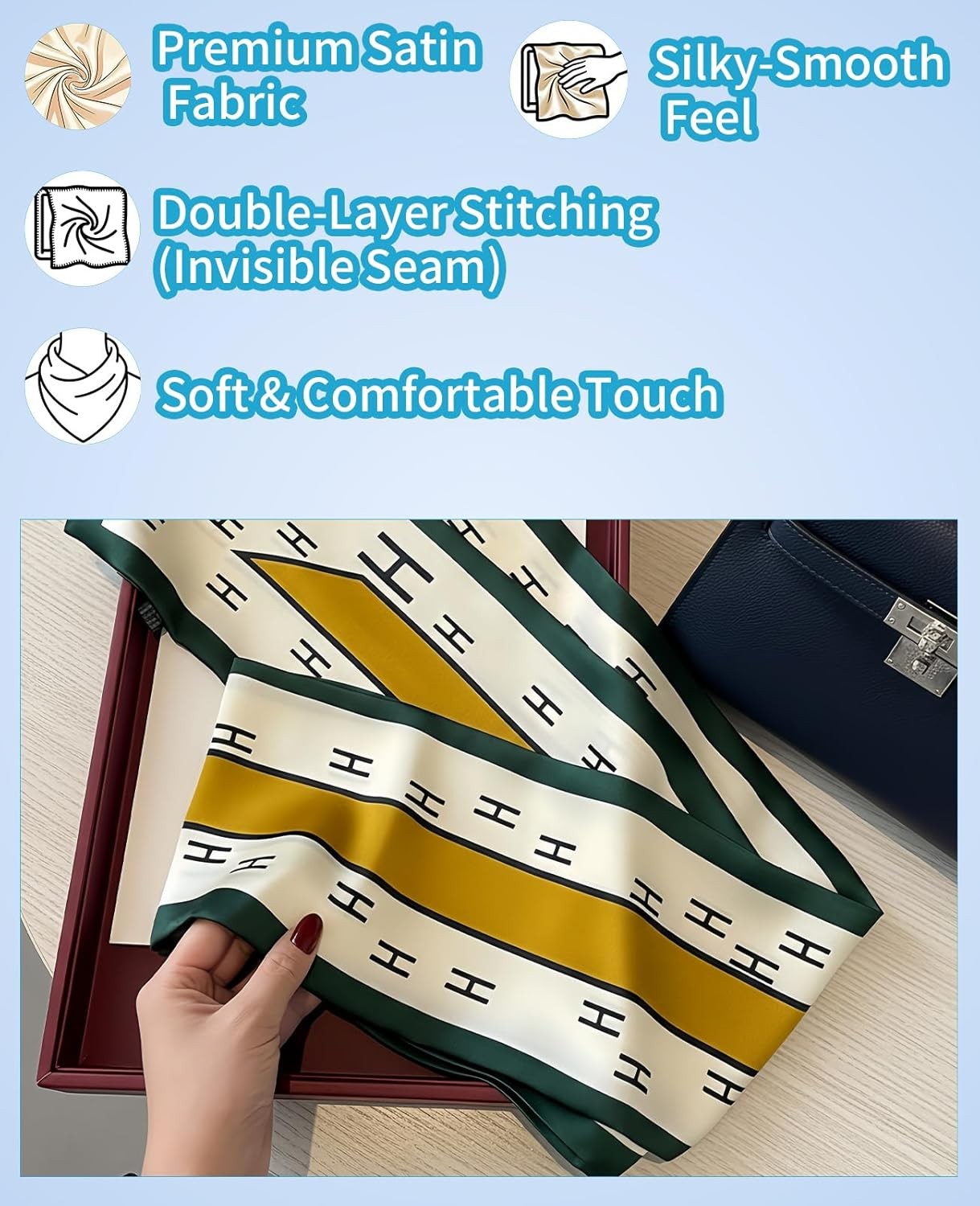 Fashion Scarf for Women - 58" Long Skinny Scarf Lightweight, Luxurious Silk Feel