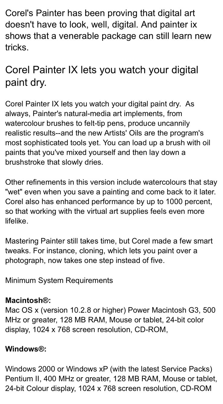 Corel Painter IX PC MAC CD Design Draw Painting & Illustration Digital Brushes