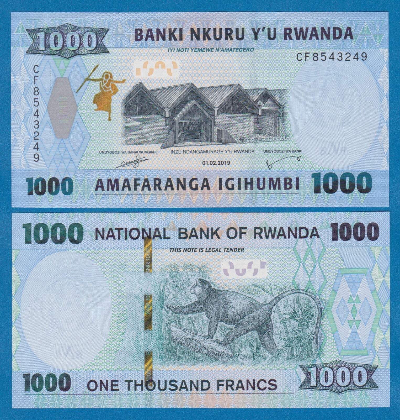 Rwanda 1000 Francs  P 39b  2019  UNC ( P 39 b )