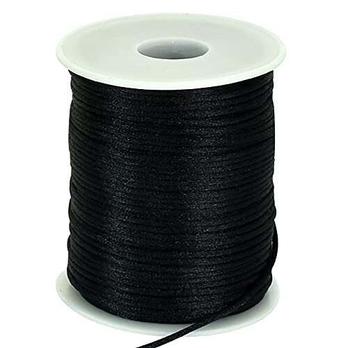 x 110 Yards Black Nylon Cord Satin String for Bracelet Jewelry 2mm black