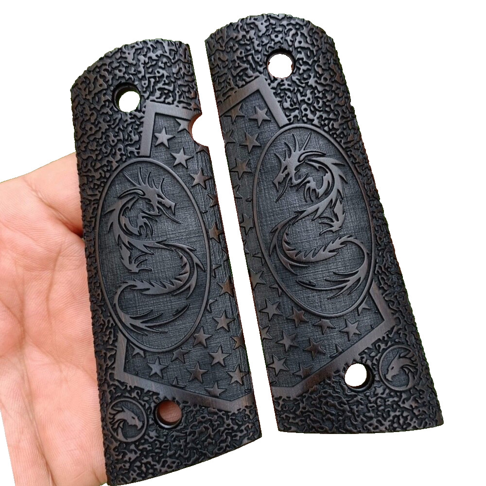 1911 Handcraft pistol grip for 1911 Full size Auspicious wood THAI laser dragon