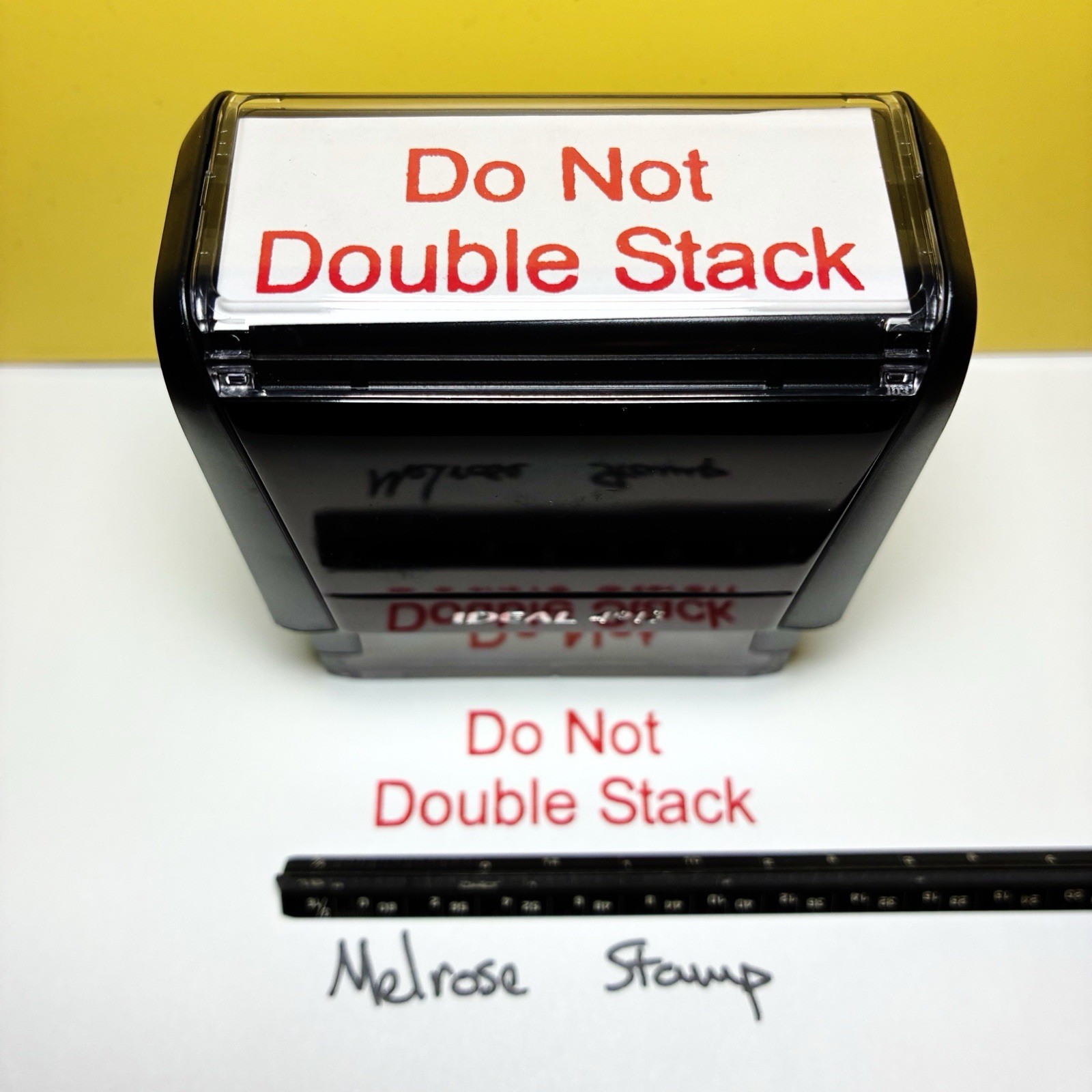 Do Not Double Stack Rubber Stamp Self Inking Red Ink Ideal 4913