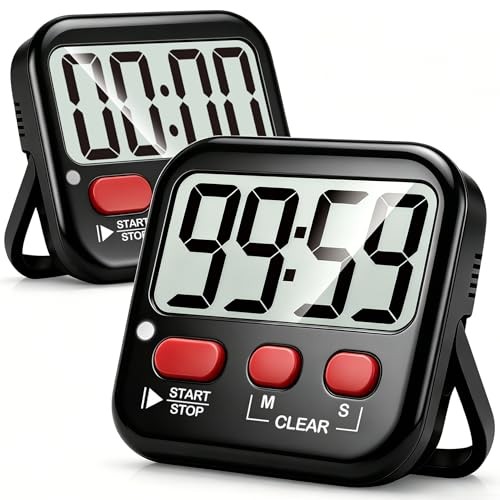 2 Pack Digital Timer for Kids, Magnetic Countdown Kitchen Timers for New Black
