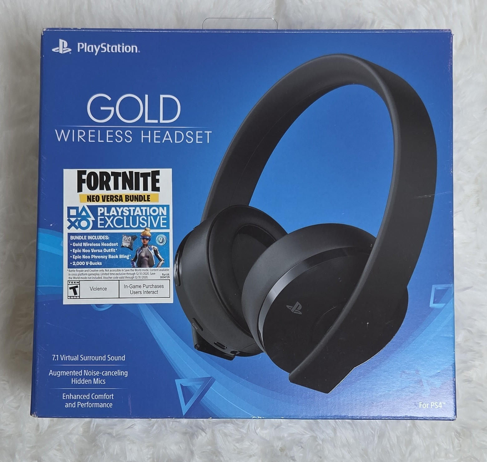 Sony PS4 Gold Wireless Headset Fortnite Neo Versa Bundle Open Box No Code