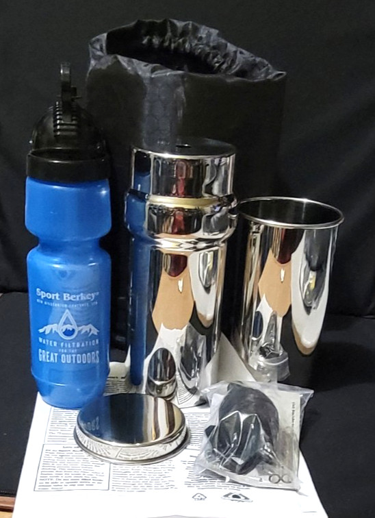 Go Berkey Water Filter Kit with Black Berkey Purification Elem. Filter 1 qt NEW