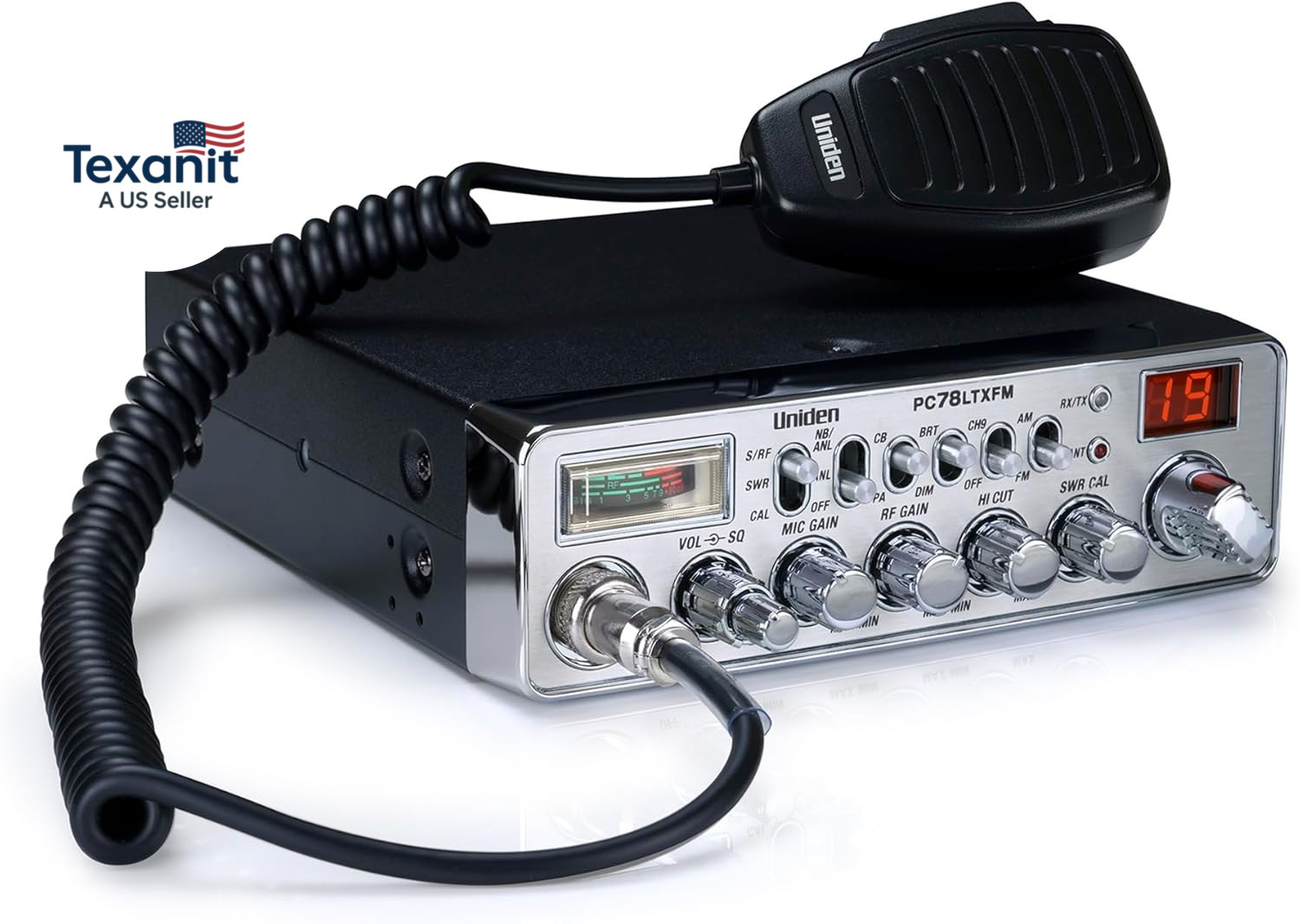 PC78LTXFM Professional 40-Channel CB Radio with Dual-Mode AM/FM, Integrated SWR