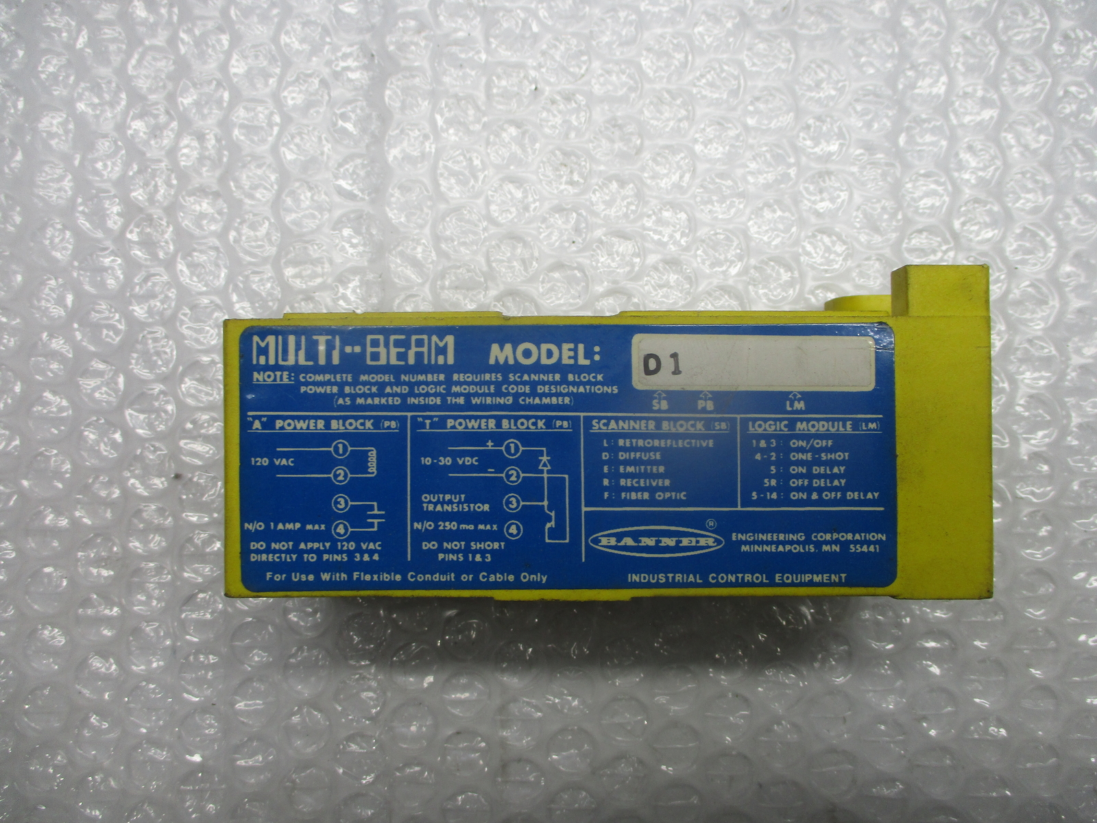 BANNER D1 SCANNER BLOCK (AS PICTURED) NSNP