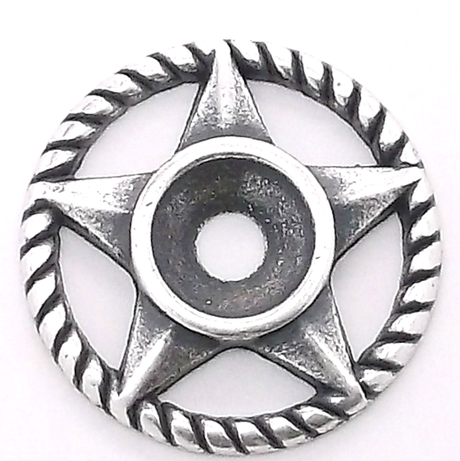 Western Roped Star Bezel Concho in Antique Silver 3/4" 7785-07