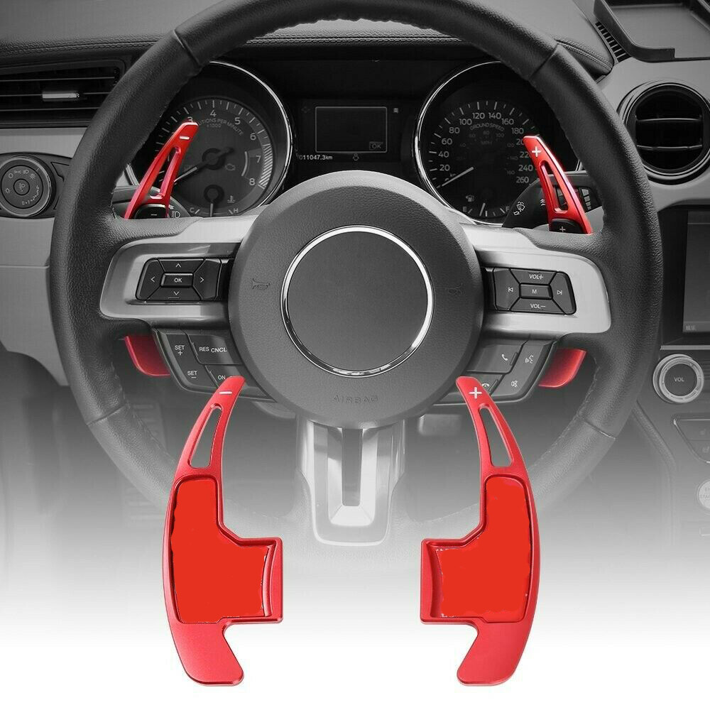 2PCS Red Steering Wheel Shift Paddle Shifter Trim Cover Ford Mustang 2015-2020