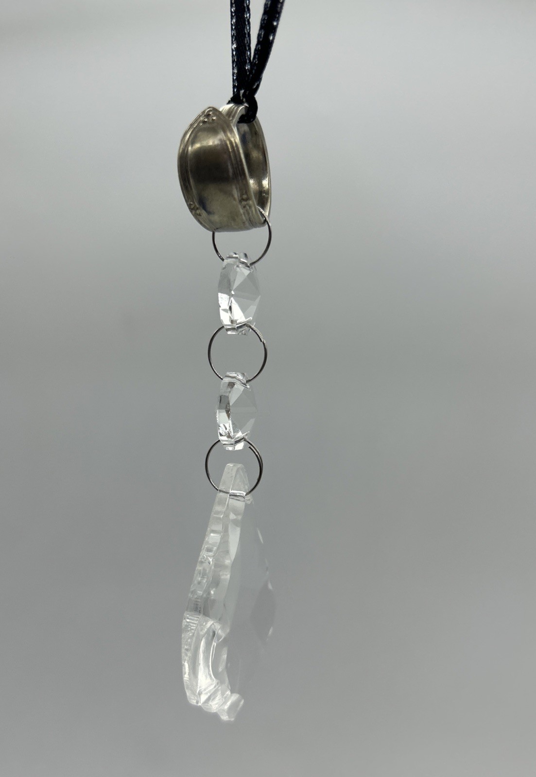Upcycled Spoon Crystal Sun Catcher Ornament Gift Silverware Bent Cutlery