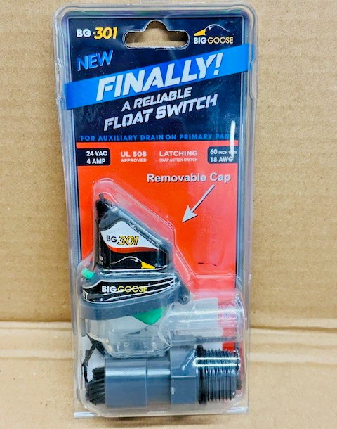 Big Goose Float Switch for Auxiliary Drain on Primary Pans BG-301 New