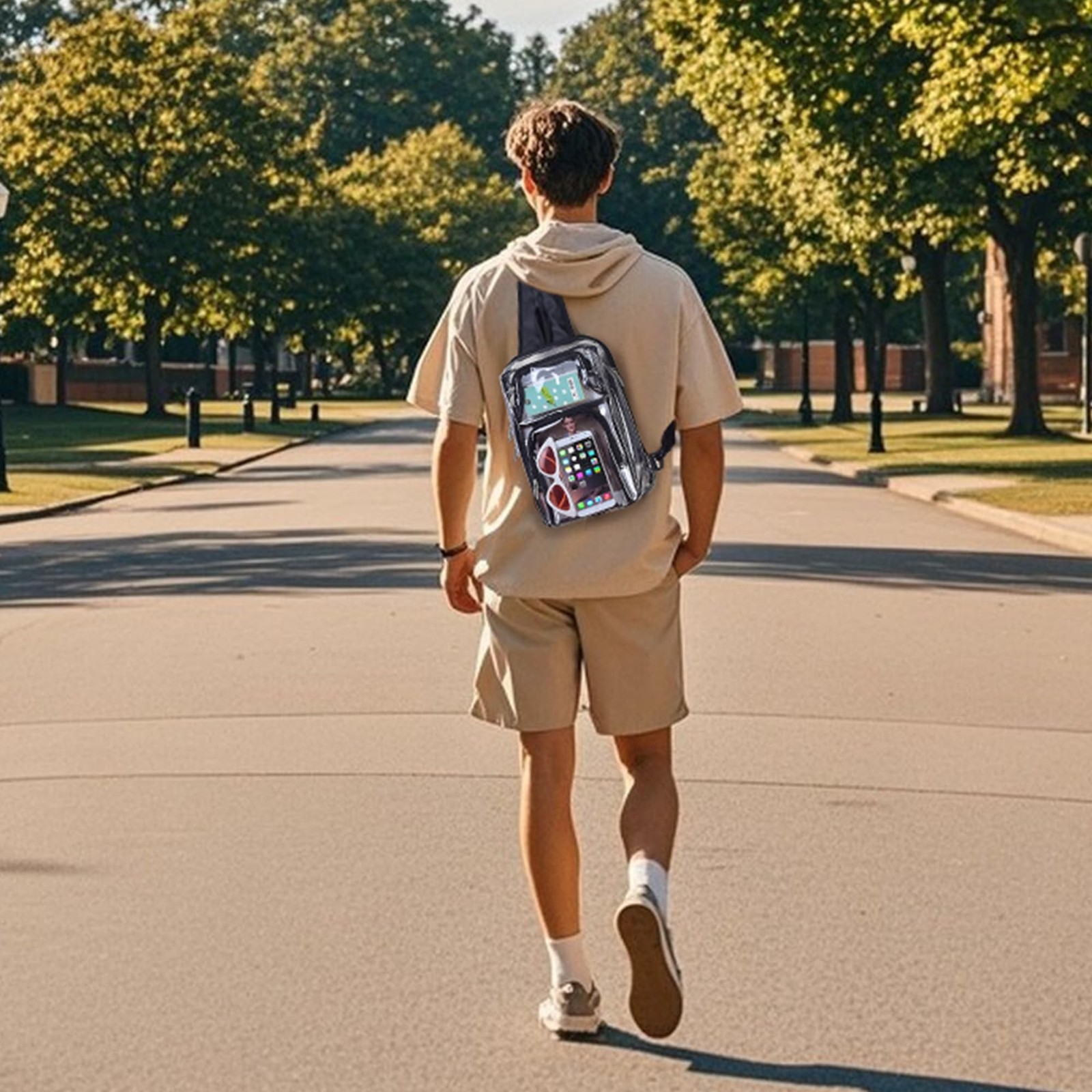 Clear Backpack Stadium Approved 12×12×6 with Breathable Shoulder Strap