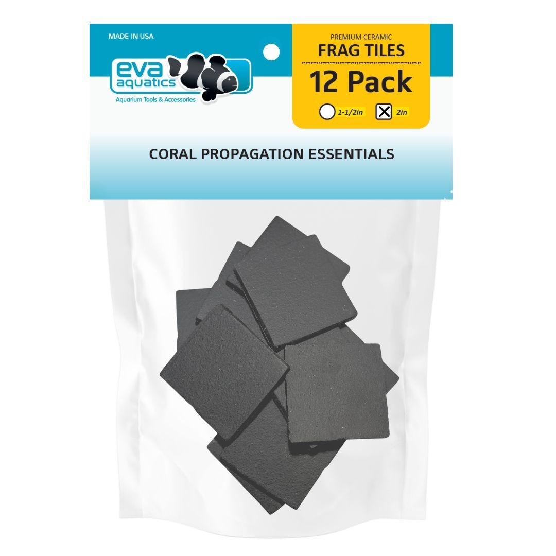 Coral Frag Tiles , 100% Safe Ceramic, 12 pack, 2" Squares - SOLID BLACK