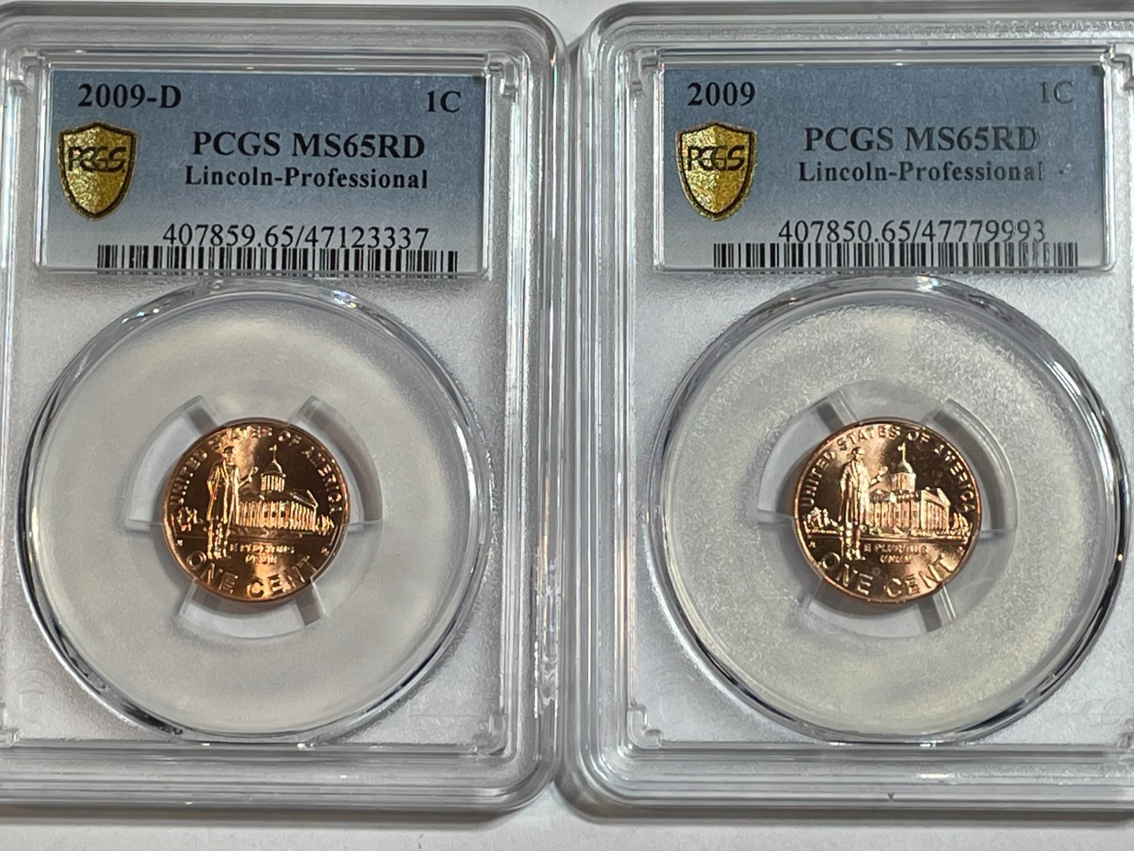 2009 D & P  Lincoln Cent PCGS MS65RD Presidency Gold Shield