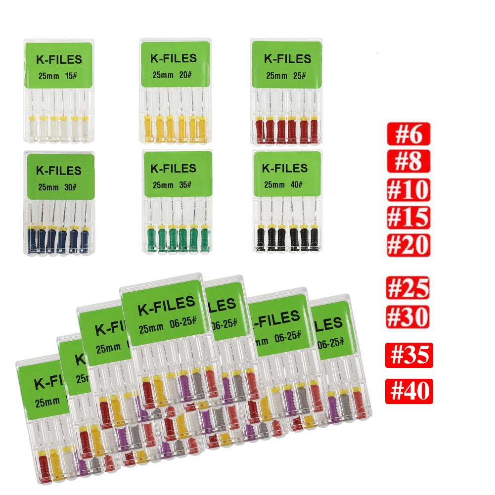 10 x endo k files dental endodoncia root canal hand use K file 25MM stainless #