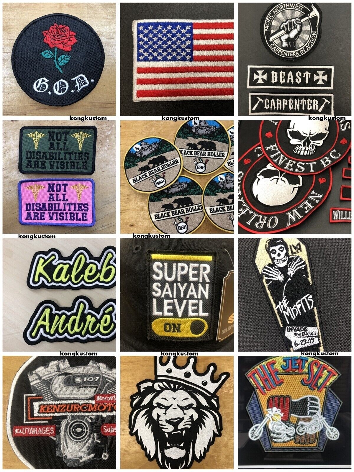 Custom Embroidered Patch -Rocker Name Tag Motorcycle Biker Sew on Patch 3" ~ 14"
