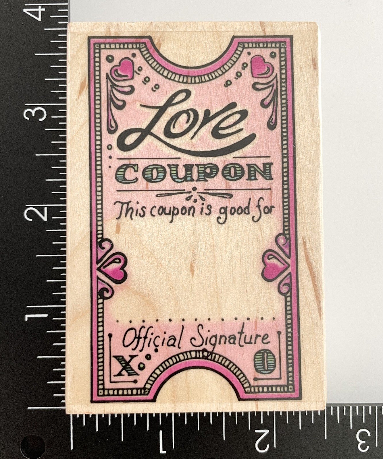 Embossing Arts Love Cou-pon Ticket Signature Hearts Valentine 1465F Rubber Stamp
